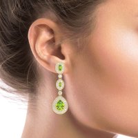 Dangling Halo Pear & Marquise Earrings