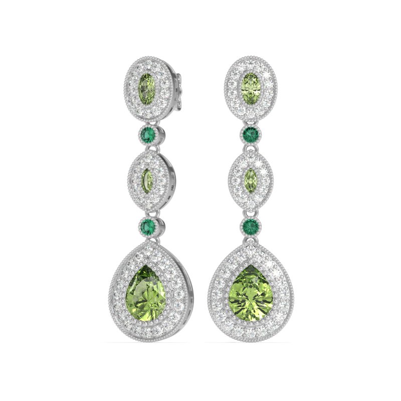 Dangling Halo Pear & Marquise Earrings