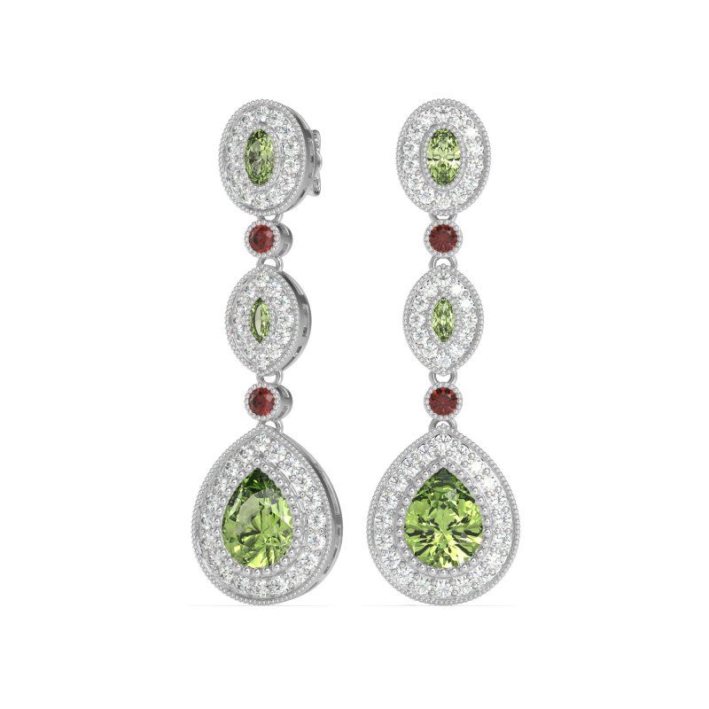 Dangling Halo Pear & Marquise Earrings