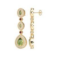 Dangling Halo Pear & Marquise Earrings