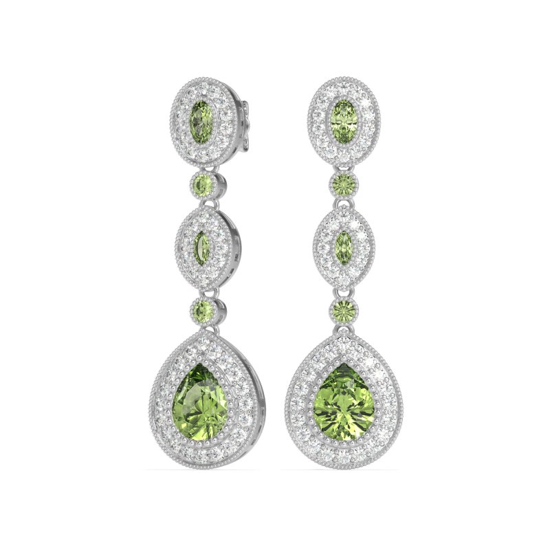 Dangling Halo Pear & Marquise Earrings