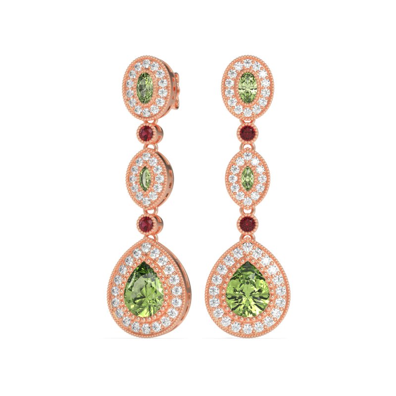 Dangling Halo Pear & Marquise Earrings