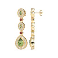 Dangling Halo Pear & Marquise Earrings