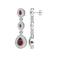 Dangling Halo Pear & Marquise Earrings