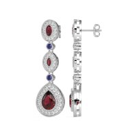 Dangling Halo Pear & Marquise Earrings