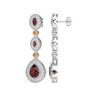 Dangling Halo Pear & Marquise Earrings