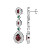 Dangling Halo Pear & Marquise Earrings