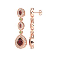 Dangling Halo Pear & Marquise Earrings