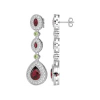 Dangling Halo Pear & Marquise Earrings