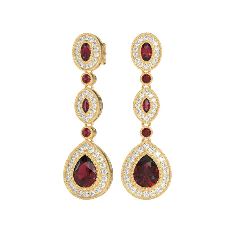 Dangling Halo Pear & Marquise Earrings