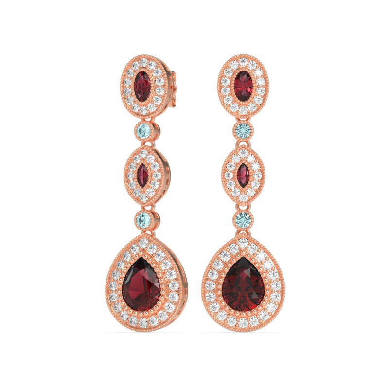 Dangling Halo Pear & Marquise Earrings
