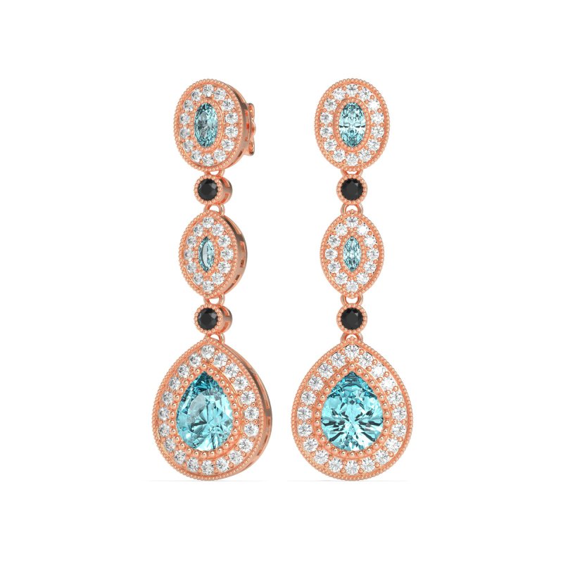 Dangling Halo Pear & Marquise Earrings