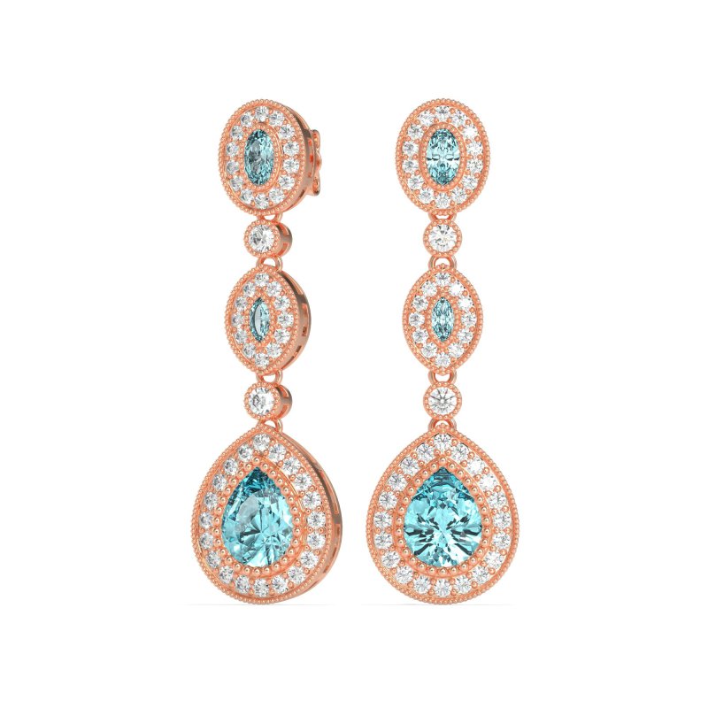 Dangling Halo Pear & Marquise Earrings