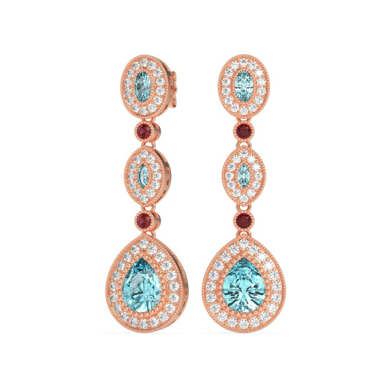 Dangling Halo Pear & Marquise Earrings