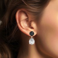Round and Pear Drop Earrings