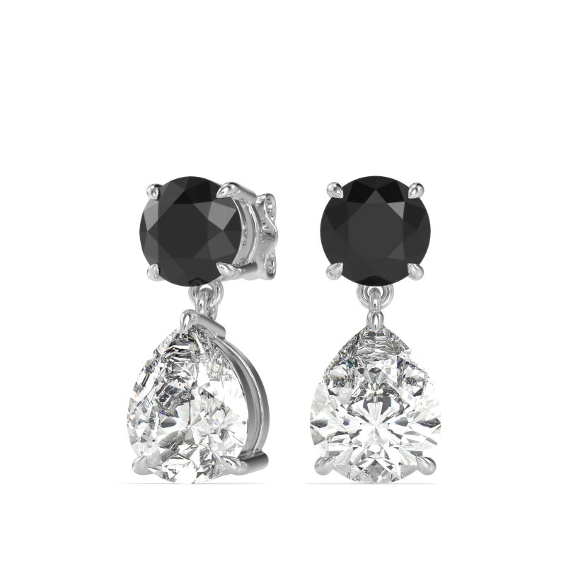 Round and Pear Drop Earrings