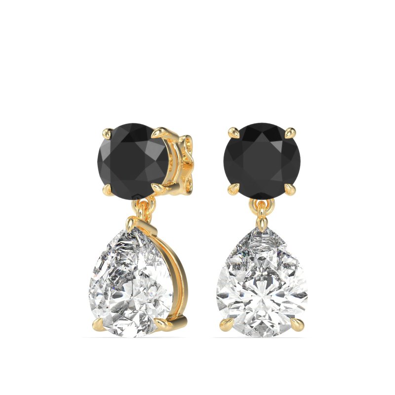 Round and Pear Drop Earrings
