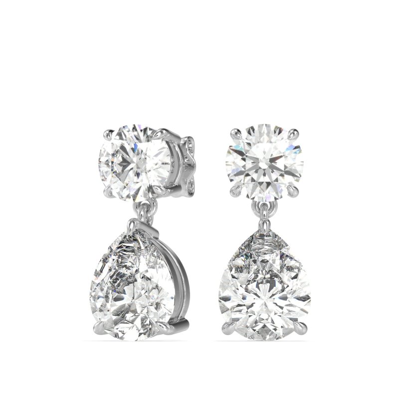 Round and Pear Drop Earrings