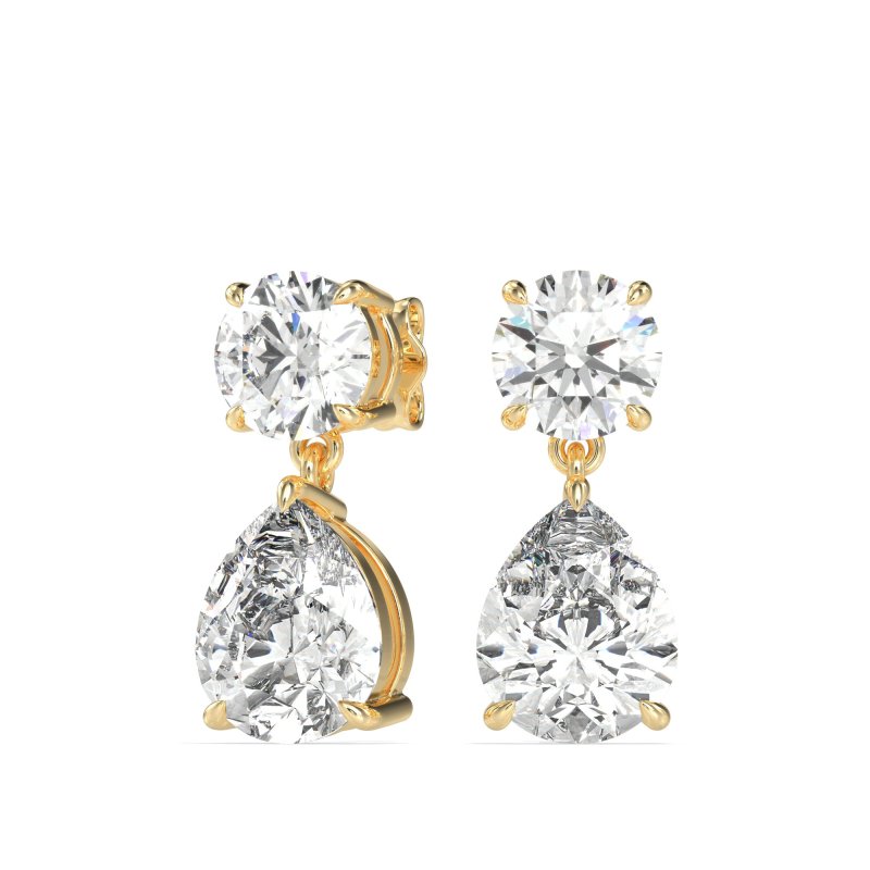 Round and Pear Drop Earrings