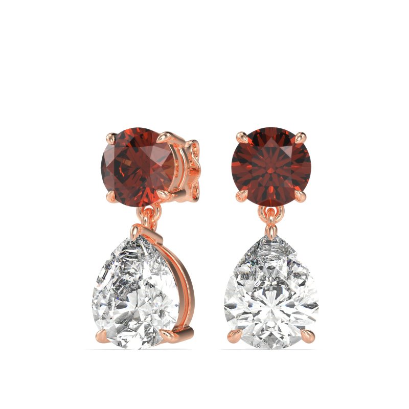 Round and Pear Drop Earrings