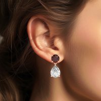 Round and Pear Drop Earrings