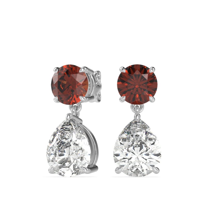 Round and Pear Drop Earrings