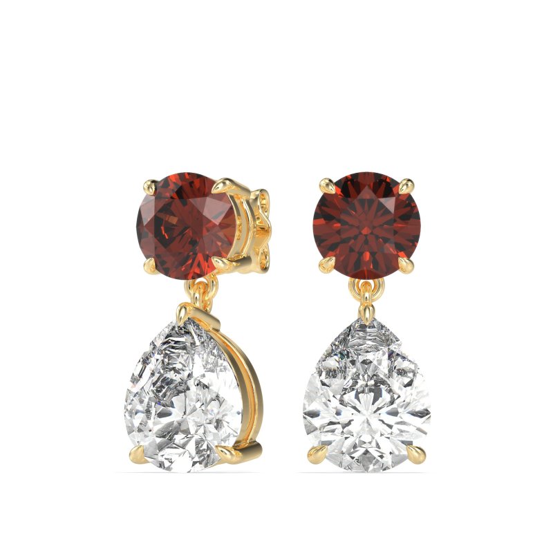 Round and Pear Drop Earrings