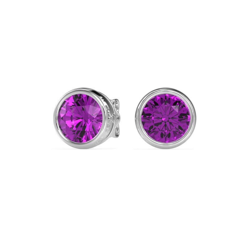 7mm Bezel Round Stud Earrings