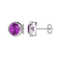7mm Bezel Round Stud Earrings