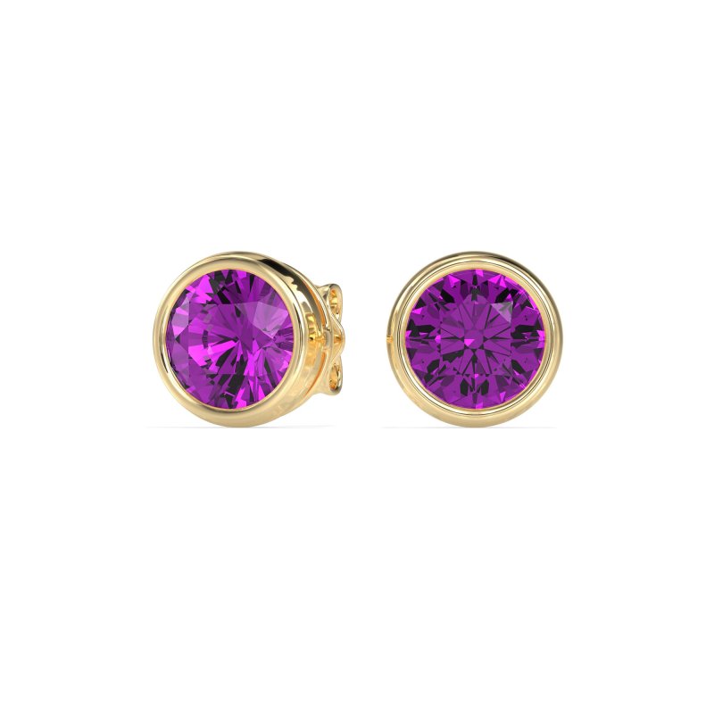7mm Bezel Round Stud Earrings