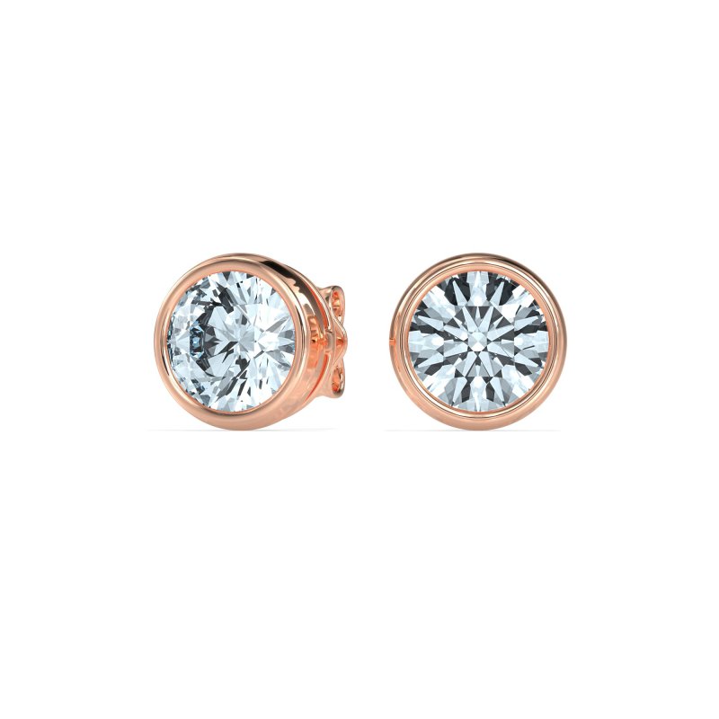 7mm Bezel Round Stud Earrings
