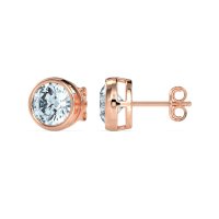 7mm Bezel Round Stud Earrings