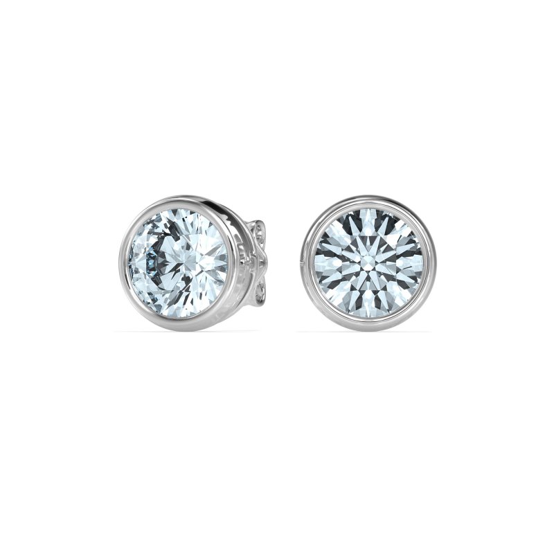 7mm Bezel Round Stud Earrings
