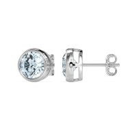 7mm Bezel Round Stud Earrings