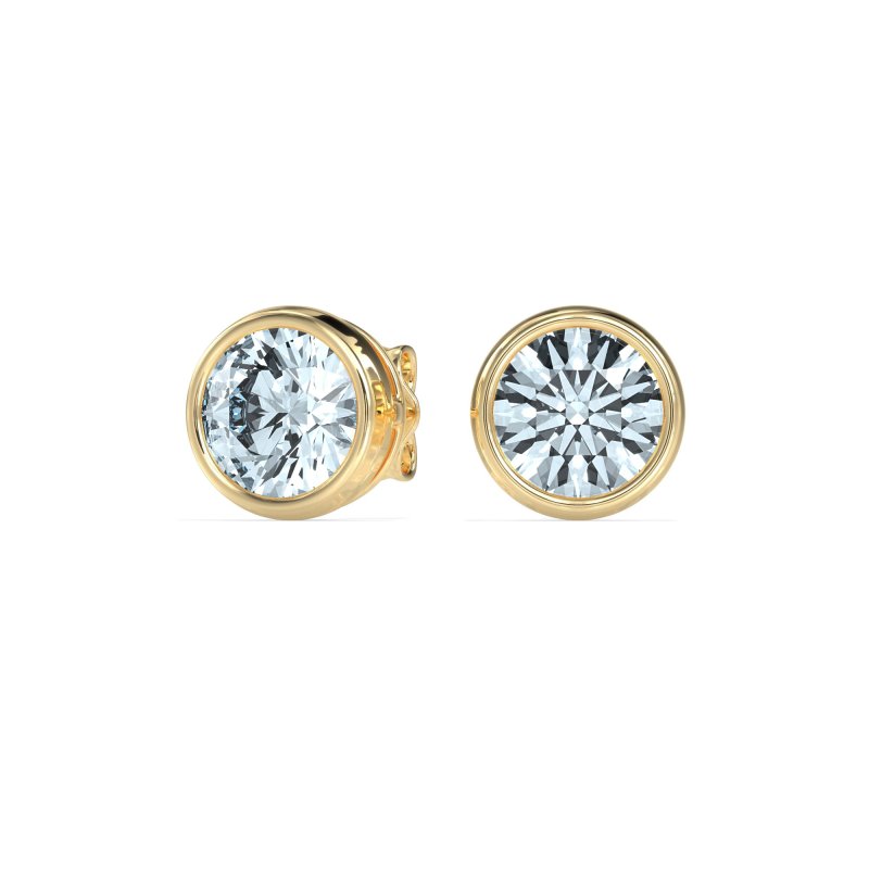 7mm Bezel Round Stud Earrings