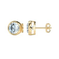 7mm Bezel Round Stud Earrings