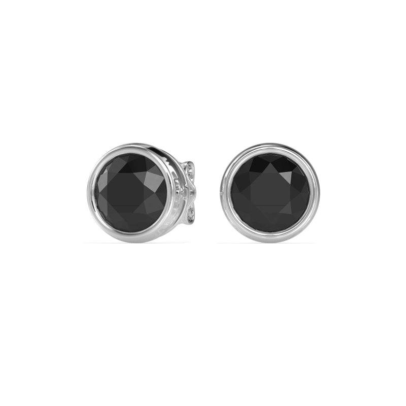 7mm Bezel Round Stud Earrings