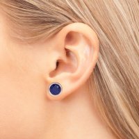 7mm Bezel Round Stud Earrings
