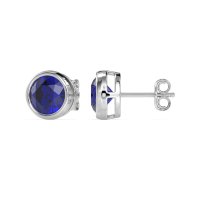 7mm Bezel Round Stud Earrings