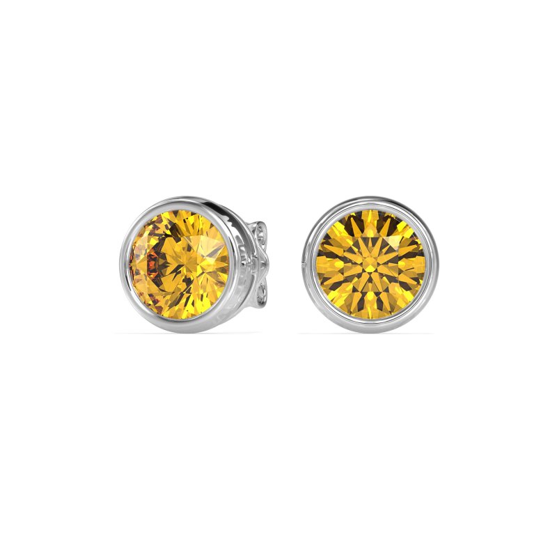 7mm Bezel Round Stud Earrings