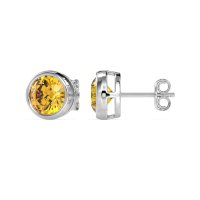 7mm Bezel Round Stud Earrings