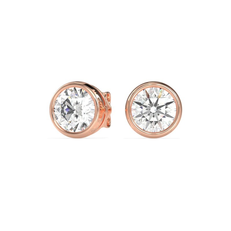 7mm Bezel Round Stud Earrings