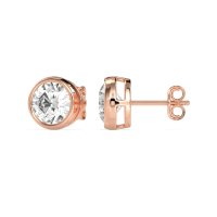 7mm Bezel Round Stud Earrings