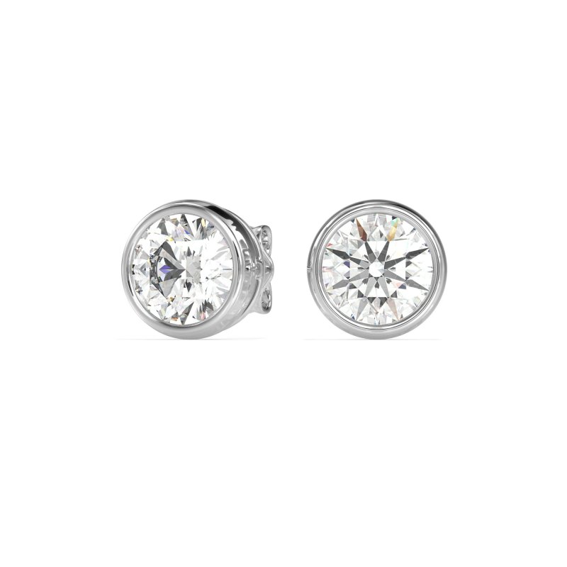 7mm Bezel Round Stud Earrings