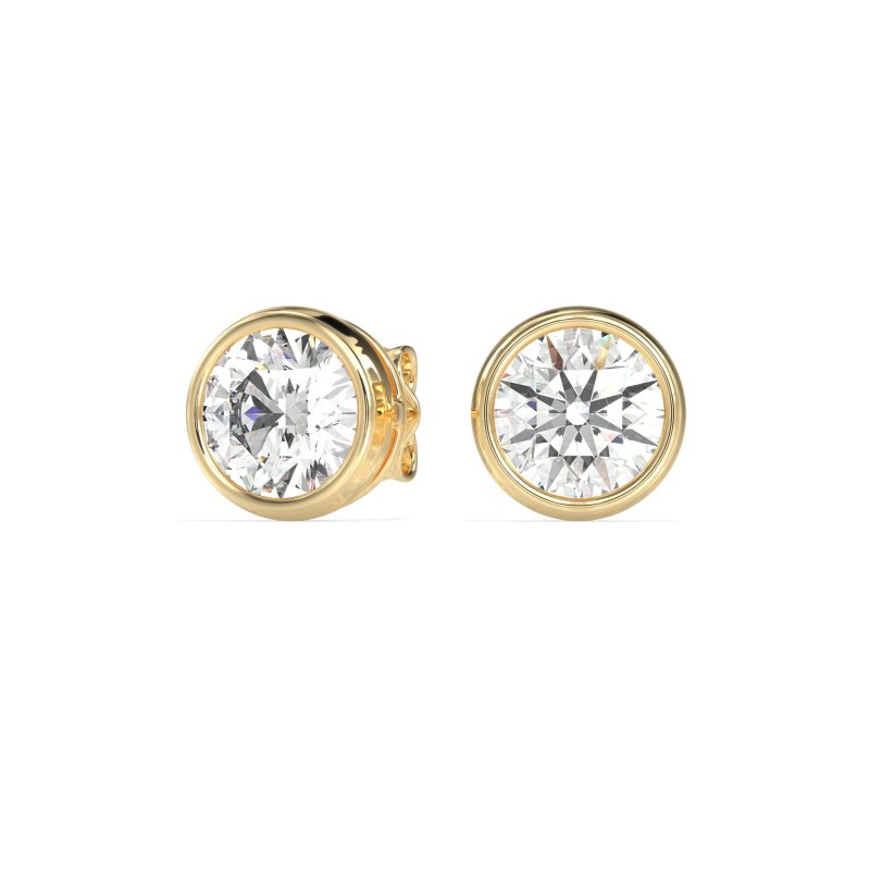 7mm Bezel Round Stud Earrings