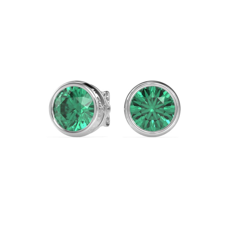 7mm Bezel Round Stud Earrings