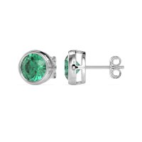 7mm Bezel Round Stud Earrings