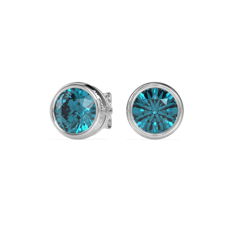 7mm Bezel Round Stud Earrings