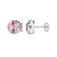 7mm Bezel Round Stud Earrings