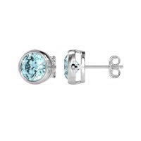 7mm Bezel Round Stud Earrings